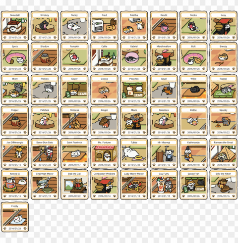 ekoatsume - full catbook neko atsume 2017 Isolated Item with HighResolution Transparent PNG