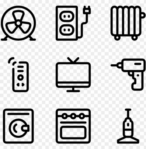 electrical appliances icon packs svg psd - printing icons Transparent Background Isolated PNG Design Element