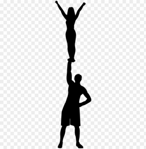 elementary cheer camp - cheerleading stunt silhouette Isolated Item on Clear Background PNG