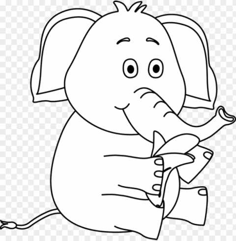 elephant eating bananablack and white Clear background PNG clip arts