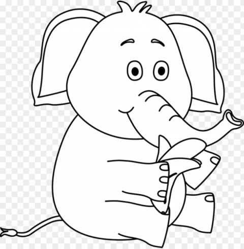 Elephant Eating Bananablack And White Clear Background PNG Clip Arts