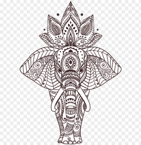 elephant head design - mandala art coloring pages animals PNG images with transparent canvas comprehensive compilation