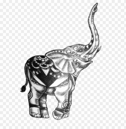 elephant tattoo Isolated Artwork in Transparent PNG Format