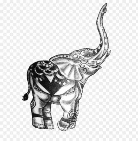 Elephant Tattoo Isolated Artwork In Transparent PNG Format