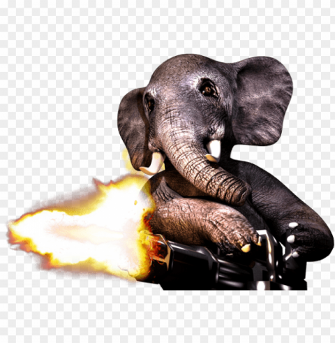 elephant with a minigun PNG Image with Isolated Icon