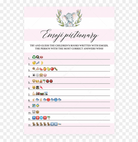 emoji baby shower game printable Transparent Background Isolated PNG Design Element