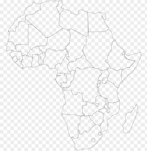 empty black africa outline map silhouette white - map of africa black and white Clear Background PNG Isolated Illustration