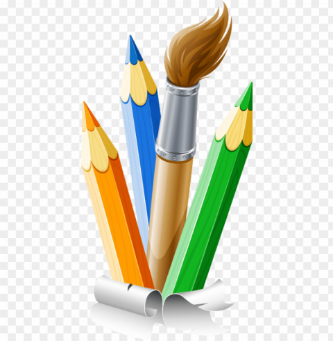 encils and paint brush clip art school - paintbrush and pencil clip art PNG Image with Isolated Icon