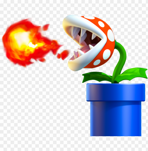 enemy from new super mario bros - fire piranha plant mario Clean Background PNG Isolated Art
