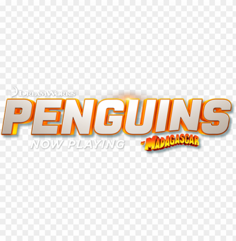 enguins now playing - dreamworks penguins of madagascar logo PNG transparent design diverse assortment