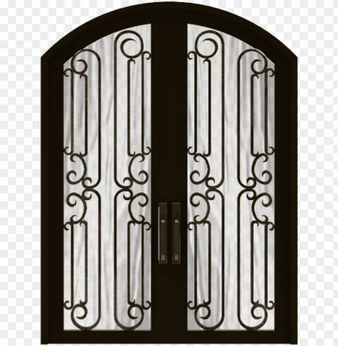 entry modern design arch top wrought iron door - gate Transparent PNG Isolated Element