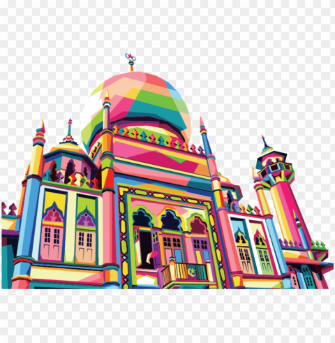 eometric mosque pop art by rizkydwi123 - gambar pemandangan masjid kartun berwarna PNG for use