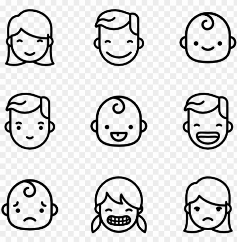 eople faces 55 icons - baby stuff drawings Transparent PNG Object Isolation