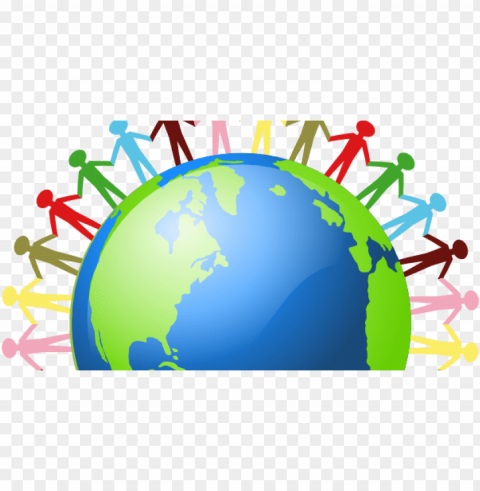 eople holding hands around the world - gif people around the world Isolated Design Element in PNG Format