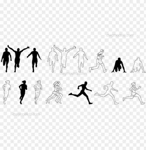 eople running dwg cad blocks free download - running people cad block PNG Graphic with Transparent Background Isolation