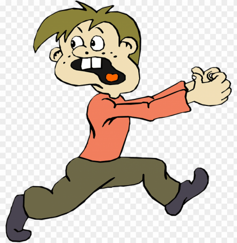 eople running scared - cartoon man running scared Clear Background Isolated PNG Object