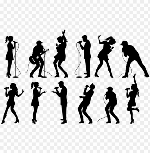 eople singing silhouettes vector - show choir silhouette Clear background PNG graphics