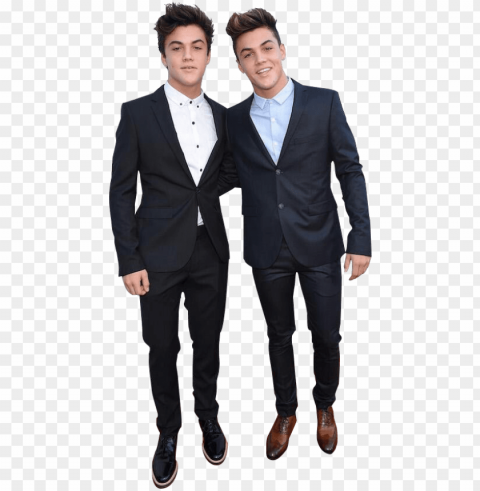 eople walking - dolan twins in suits PNG Object Isolated with Transparency