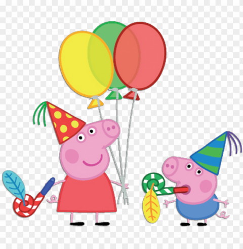 eppa pig balloons vector free download - peppa pig with balloons PNG with Clear Isolation on Transparent Background