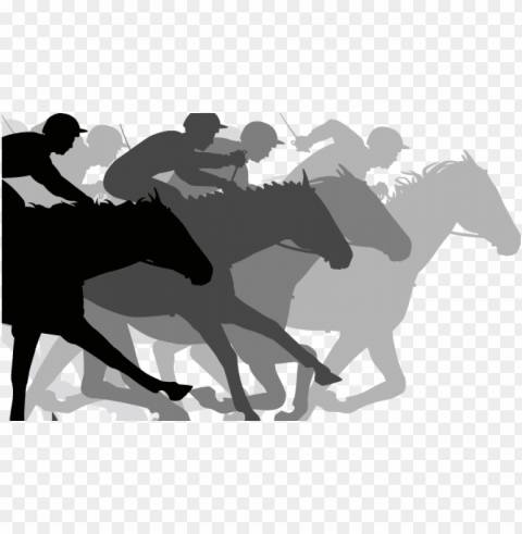 equicizer races are on at the hoedown - horse racing illustration PNG isolated