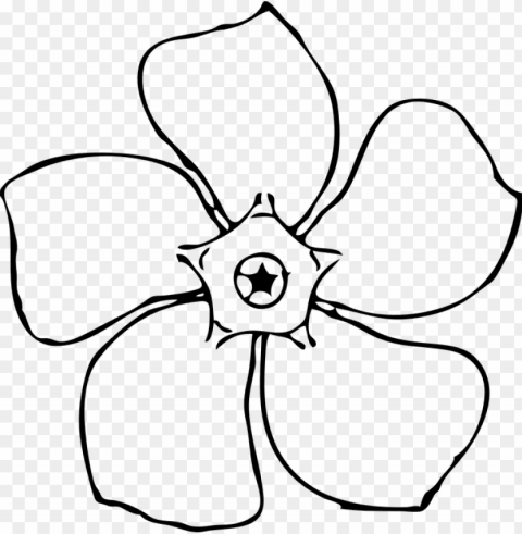 eriwinkle flower black and white floral macro - tranh tô màu bông hoa 5 cánh Transparent PNG artworks for creativity