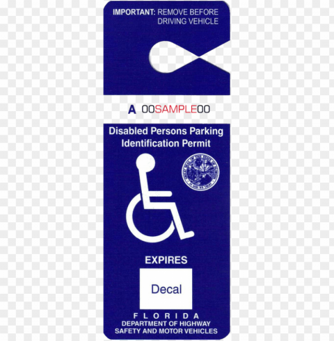 ermanent disabled parking permit - florida handicap placard PNG Image Isolated with Clear Background