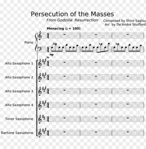 ersecution of the masses sheet music for piano alto PNG images with clear alpha layer