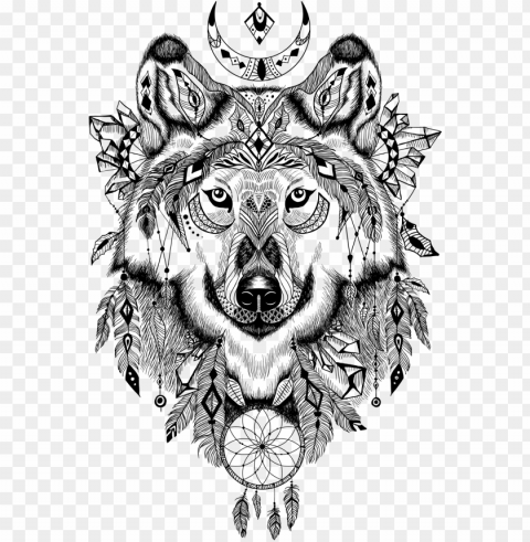 ersonalised minky cot blanket - aztec wolf Transparent Background PNG Isolated Icon