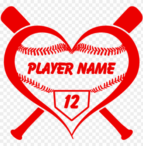 ersonalized baseball player heart pillow case - baseball PNG with Isolated Object