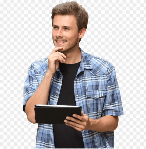 ersonpleasantly distracted man thinking - hand thinki PNG Graphic with Transparent Isolation