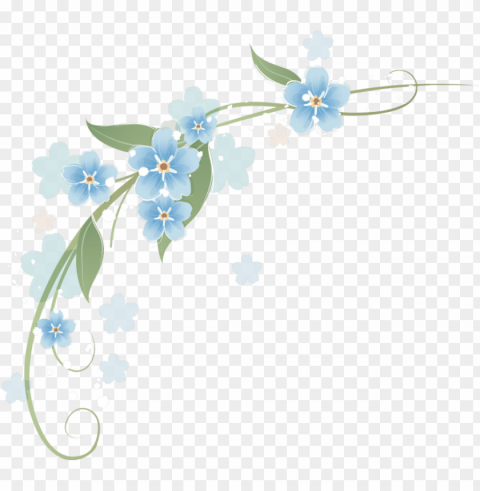 esquinero de flores azules clipart flower borders and - flowers celestes ClearCut Background Isolated PNG Graphic Element