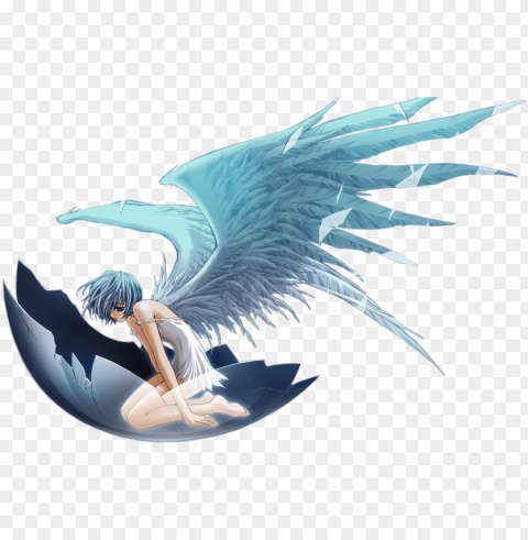 evangelion- sad angel - anime girl sad with wings PNG transparent graphics comprehensive assortment