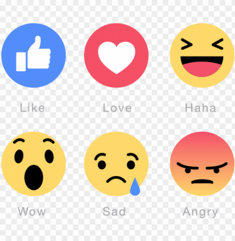 ew facebook emoticons free download - facebook like love haha wow Transparent Background Isolation in PNG Image