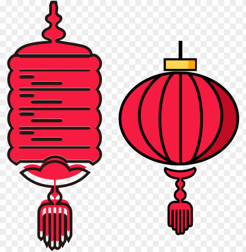 ew year red lantern set illustration split 02ai vector PNG Graphic with Isolated Design
