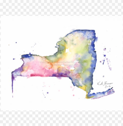 Ew York Map - Watercolor Painti PNG Image With Clear Isolated Object