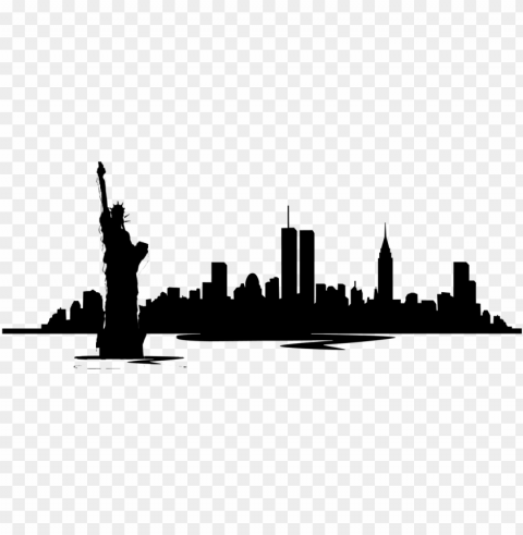ew york - new york city skyline silhouette PNG with clear overlay