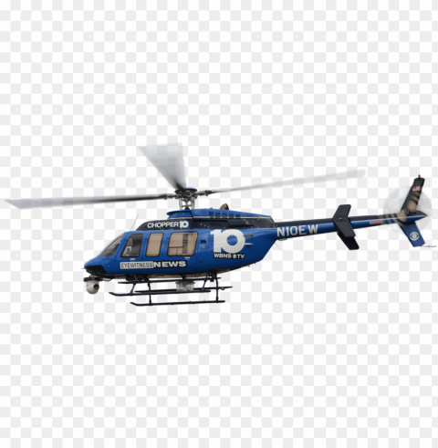 Blue News Helicopter in Flight Isolated Graphic on Clear Background PNG