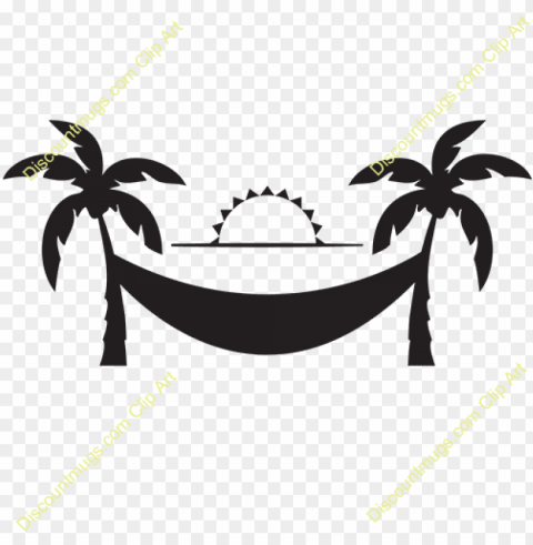 exotic clipart palm tree hammock - palm trees with hammock clip art Transparent PNG Graphic with Isolated Object