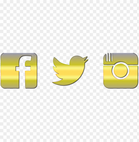 facebook instagram twitter icons - facebook logo gold Transparent Background Isolation of PNG