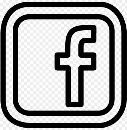 facebook social letter logo outline inside double rounded - icono de facebook blanco y negro PNG cutout