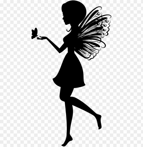 fairy with butterfly silhouette PNG Image with Transparent Isolated Graphic