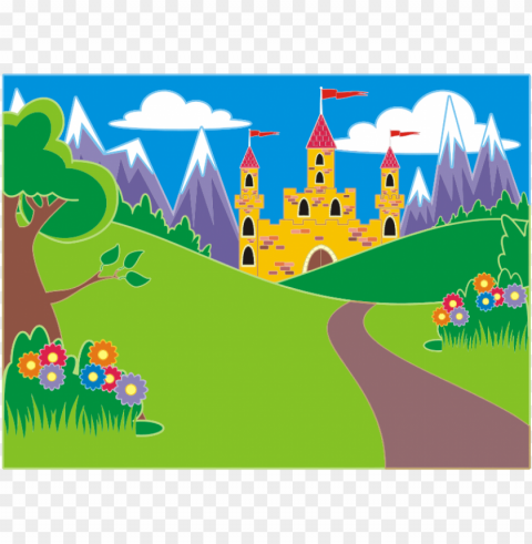 fairytale unicorn landscape clipart icon - mountain and hills clip art Transparent PNG graphics assortment