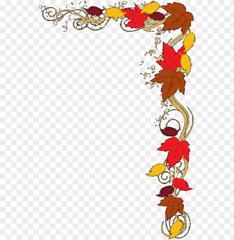 fall leaves corner border - autumn border clip art ClearCut Background PNG Isolated Item