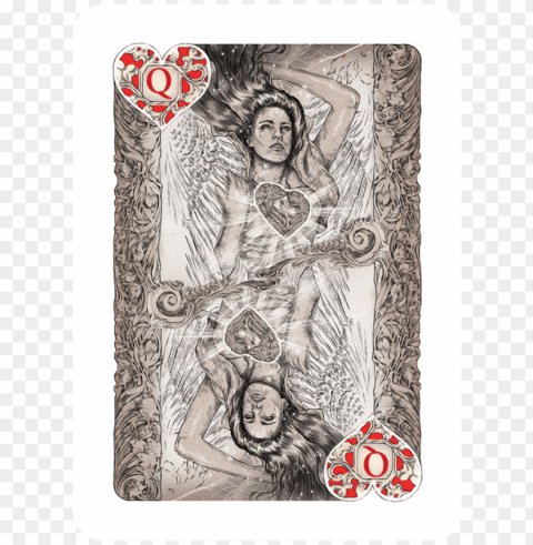 fall of angels playing cards red hands - sketch PNG graphics with transparent backdrop