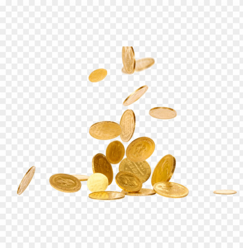 falling gold coins Isolated Item in Transparent PNG Format
