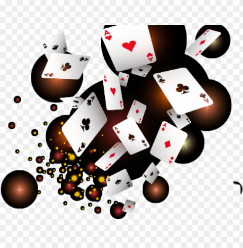 falling poker chips - falling poker card Isolated PNG Element with Clear Transparency