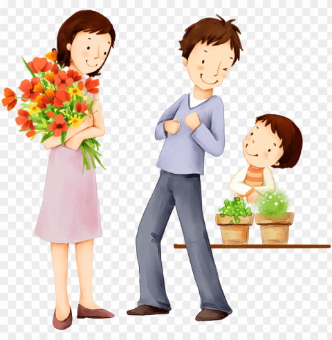 family cartoon Isolated Item in Transparent PNG Format