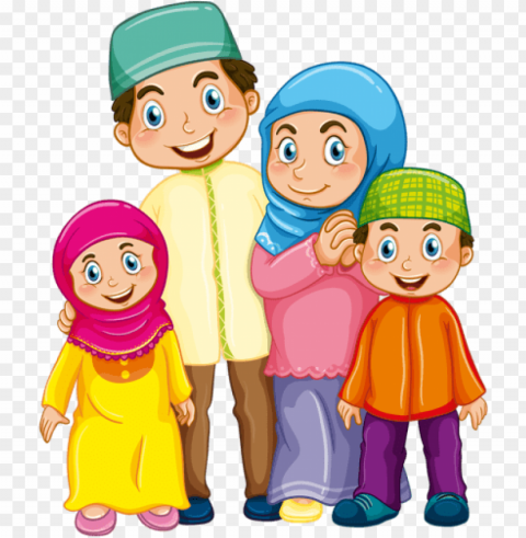 family clipart family vector muslim family muslim - islamic family Transparent Background Isolation in PNG Format