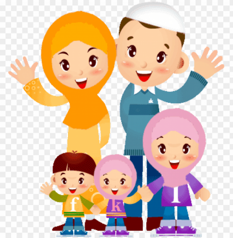 family muslim cartoon Isolated Item with HighResolution Transparent PNG