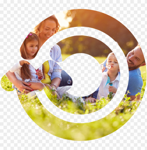 family outside in grass playing with bubbles - circle PNG pictures with no background required
